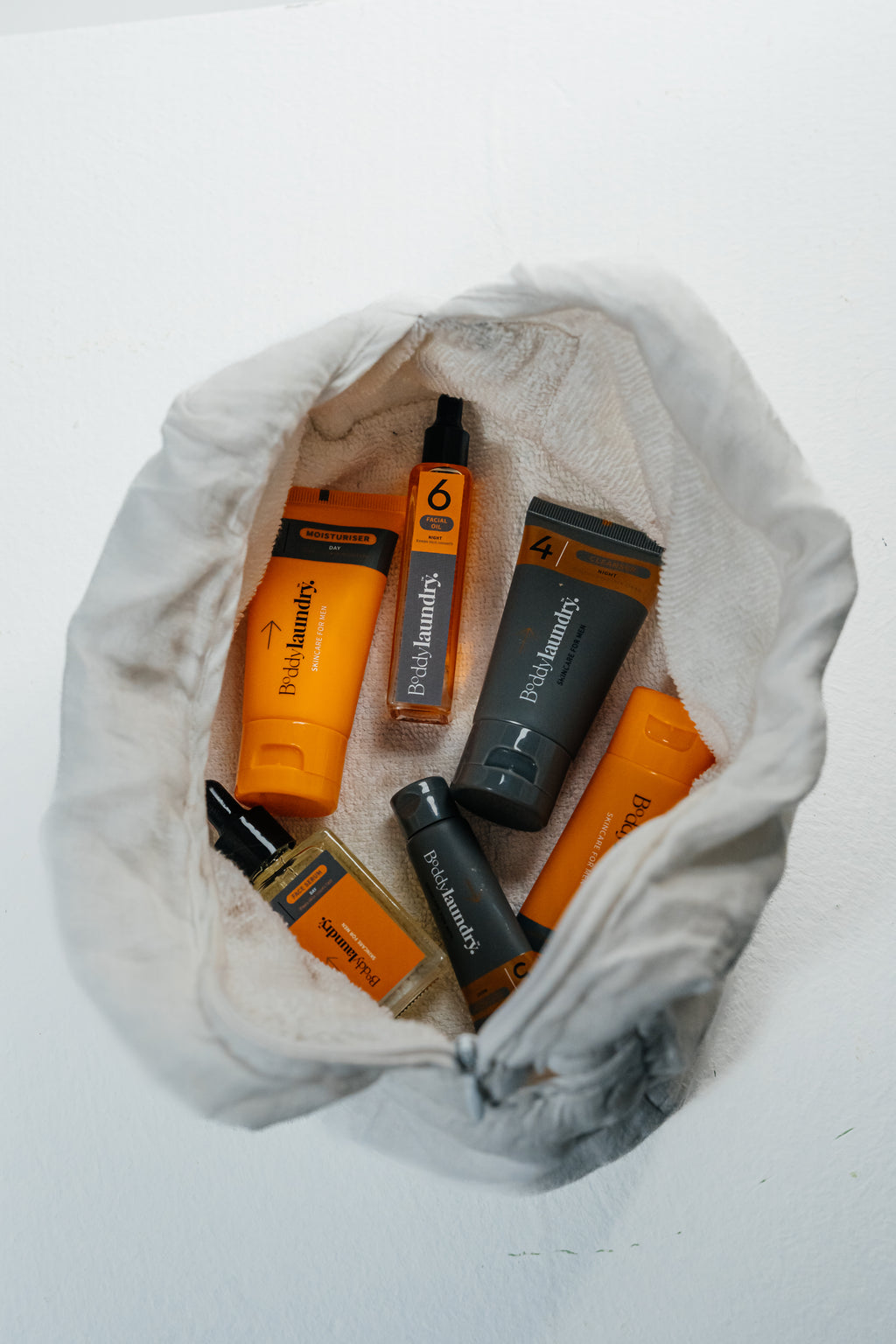All six Boddy Laundry products in a towel