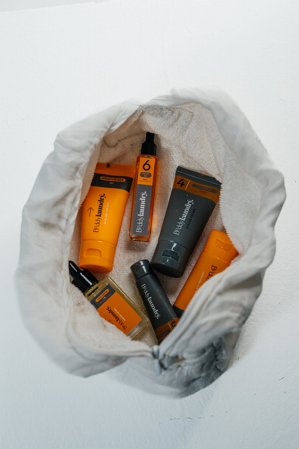 All six Boddy Laundry products in a towel